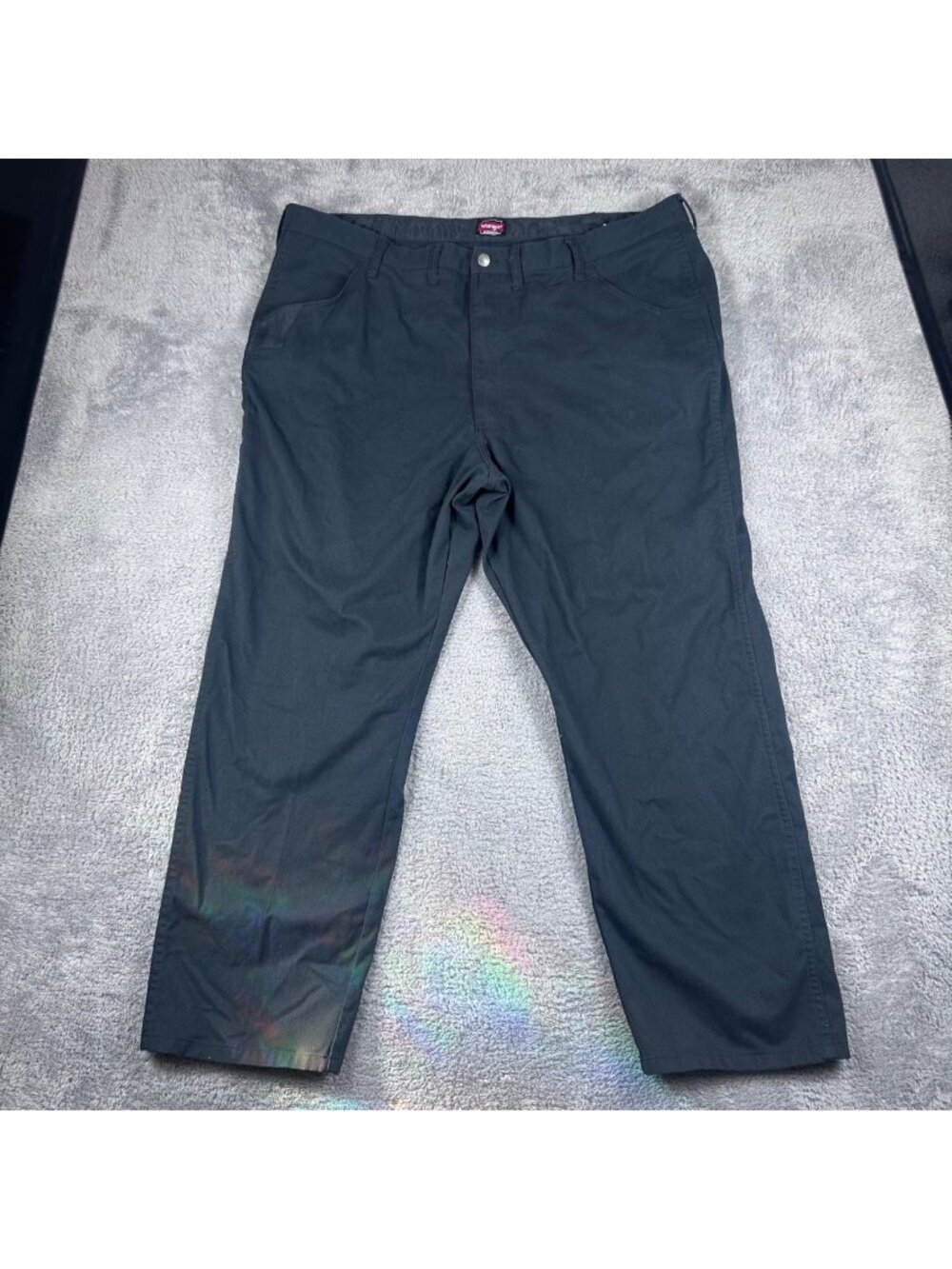 Wrangler Workwear Black Flat Front Pants Durable Cotton Blend